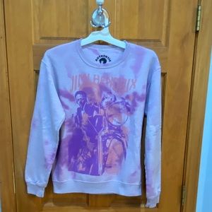 Men’s Small Jimi Hendrix Purple/Pink/Grey tie-dye graphic crewneck sweatshirt